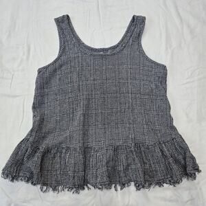 Falls Creek Gray and Black Smocked Peplum Tank Top